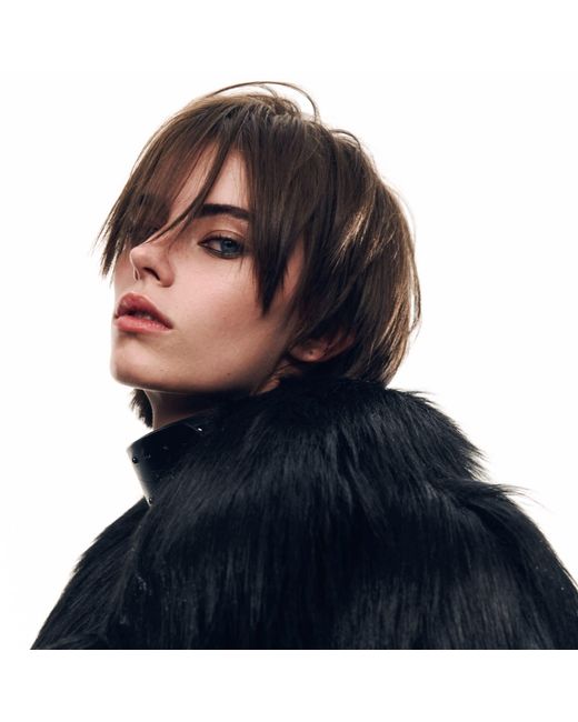 Serotoninn Black Oversized Faux Fur Coat