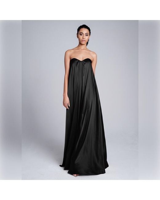Imaatu Black Quiet Pure Silk Gala Evening Gown Pockets Sculpting Internal Corset Carpet Maxi Dress