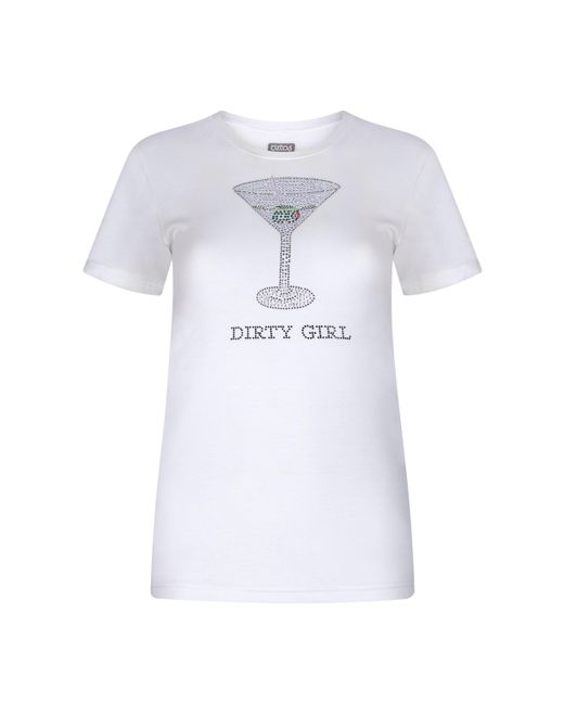 Marusiya London White Rhinestone Martini T-Shirt
