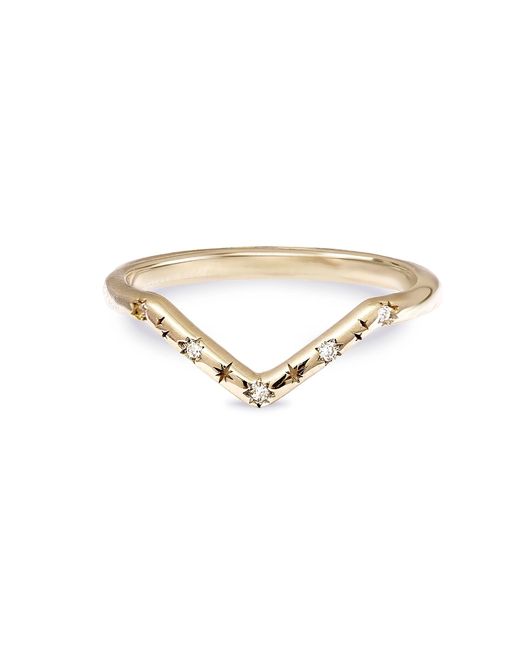 Zohreh Metallic Diamond Engraved Wishbone Ring 9K