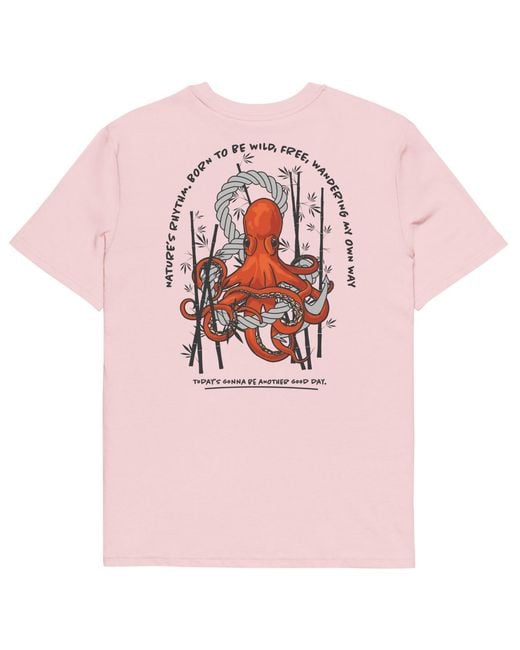 Anchor and Crew Pink Cotton Octopus Another Good Day Organic Cotton T-Shirt