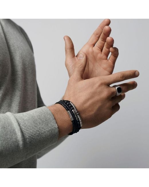 Tateossian Black Classic Discs Beaded Bracelet for men
