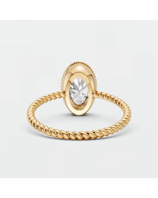 Aya Fine Jewelry Metallic 1.77 Ct Oval Lab Diamond Twisted Rope Bezel Solitaire Ring