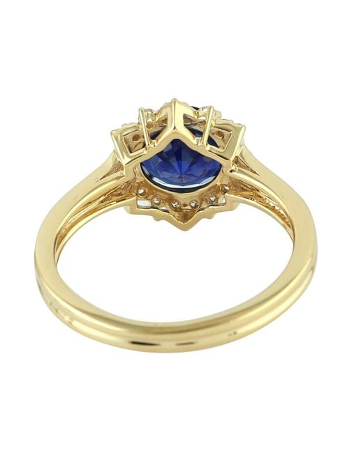 Artisan Blue Sapphire & Diamond Halo Solitaire Ring