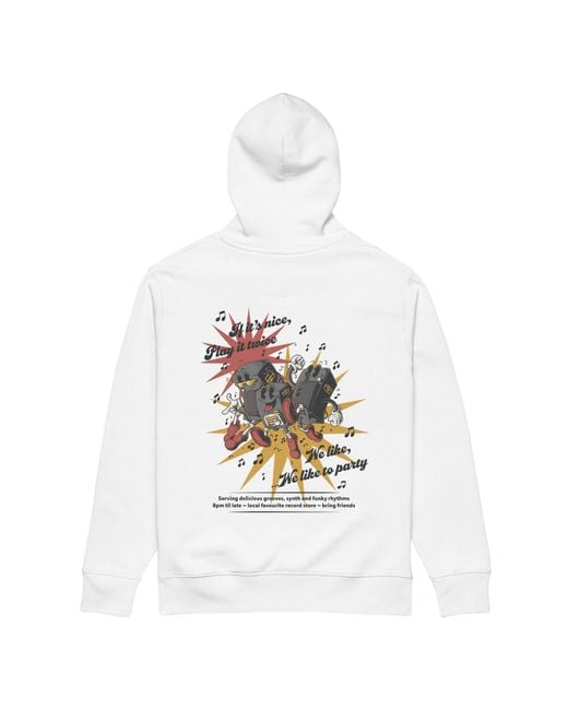 Anchor and Crew White If It's Nice Play It Twice Disco! Organic Cotton Embroidered Heavyweight Hoodie