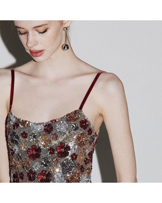 Belsize25 Purple Mayfair Series – Garden Dress Sequinned Halterneck Evening Midi Gown