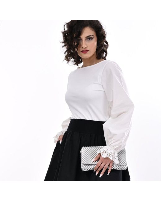 Frock Tales Gray Maranta Top With Lace Cuffs