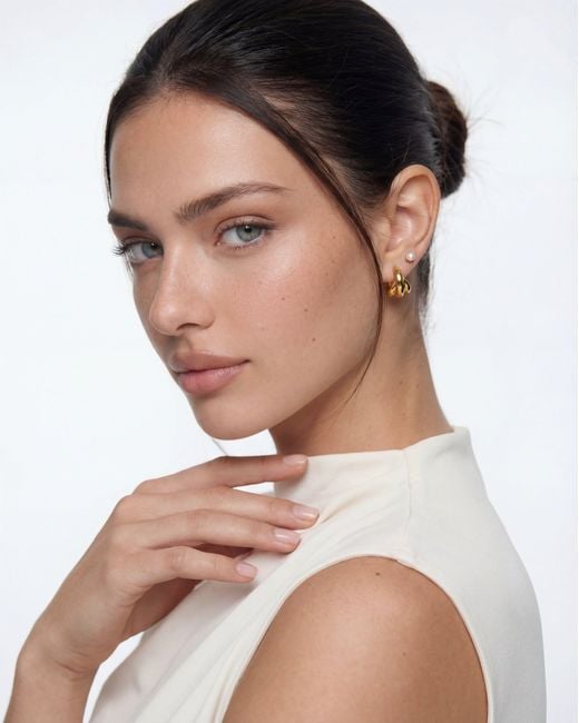 Elk & Bloom Metallic Chunky 14K Triple Wrap Studs
