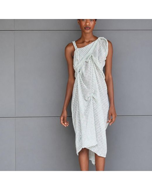 Miro Misljen White Seafoam Sculpture Midi Dress