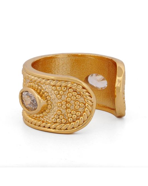 Ebru Jewelry Metallic Queen Cleopatra Diamond Energy Cuff Adjustable Ring