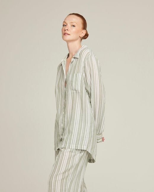 Nudea Gray The Midi Shirt -Sage Stripe