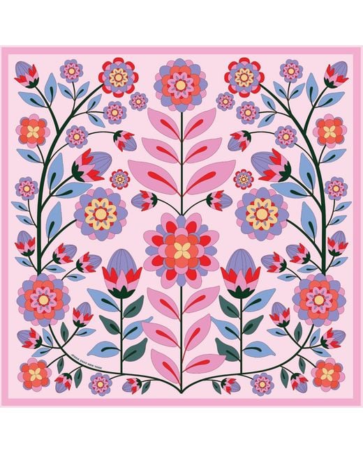 Jessie Zhao New York Red Silk Scarf Of Garden