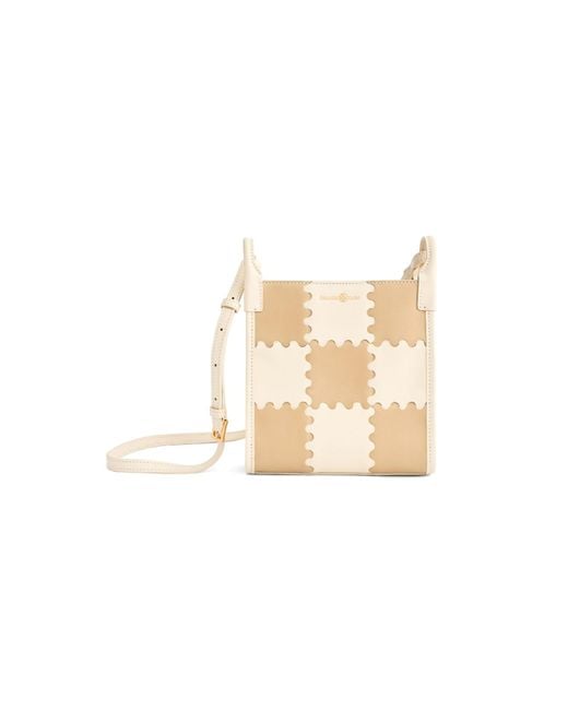 Orange Cube White Small Square Stitch Tote Bag