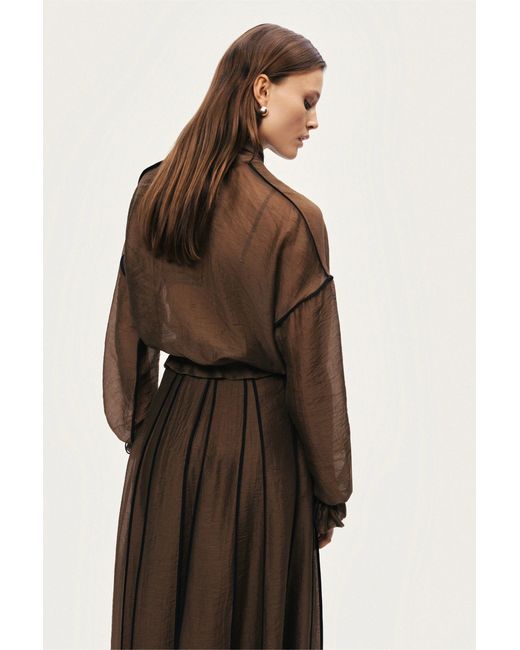 Nocturne Brown Sheer Zip-Front Jacket