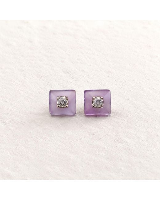 Lily Flo Jewellery Purple Amethyst And Diamond Stud Earrings