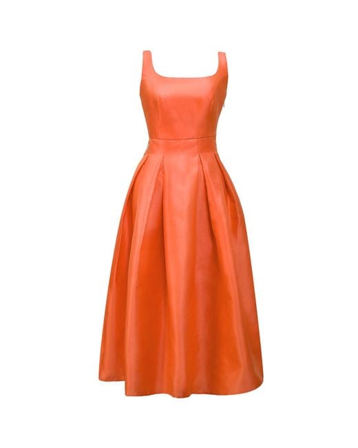 Smart and Joy Orange Taffeta Fit-And-Flare Cocktail Dress