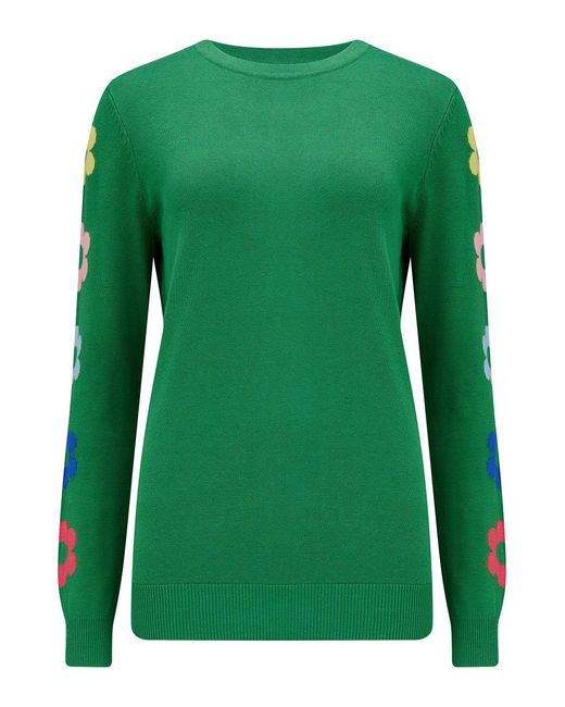 Sugarhill Green Rita Sweater, Flower Sleeves