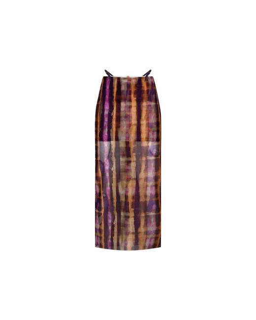 Khéla the Label Red Groove Dealer Printed Mesh Midi Skirt