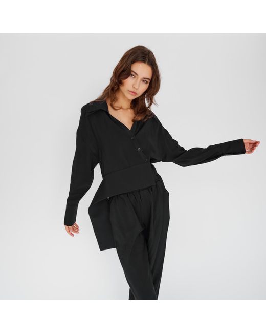 Mirimalist Black Flow Cupro Shirt