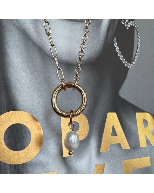 My Little Nature Metallic Freshwater Pearl And Plated Circle Necklace