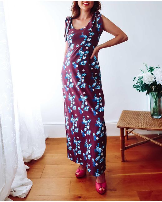Sophie Cameron Davies Purple Floral Cotton Maxi Dress