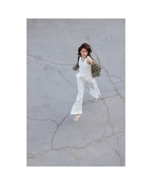 Julia Allert White High Waist Long Wide Leg Trousers –