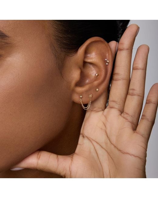 Vanhi Metallic 14K Solid Lab-Grown Diamond North Star Flat Back Stud