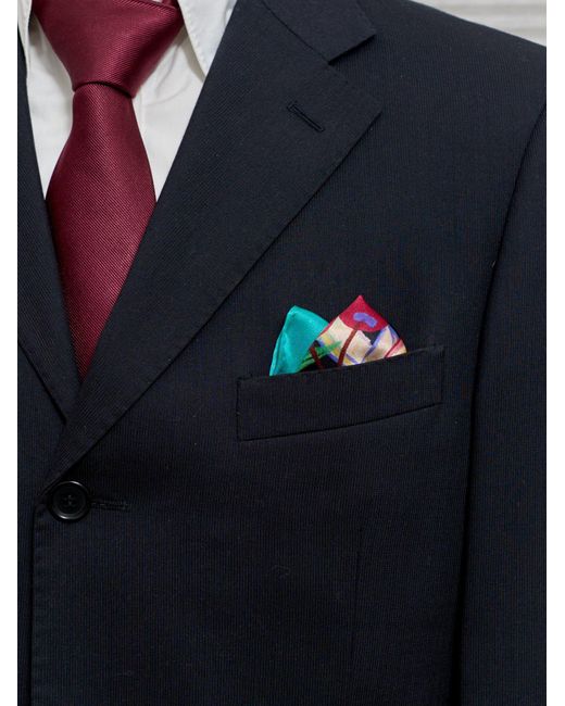 Lost Pattern Blue Party Time Silk Pocket Square for men