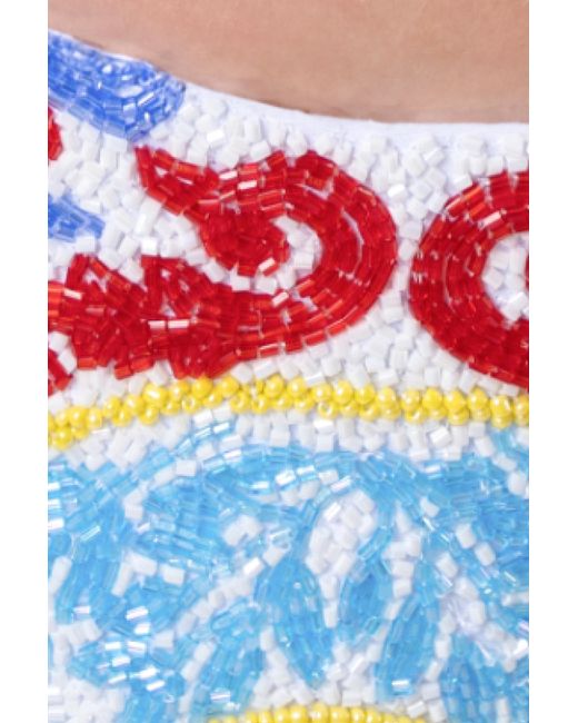 Self-Adore Blue Limoncello Hand-Beaded Embellished Bikini Bottom
