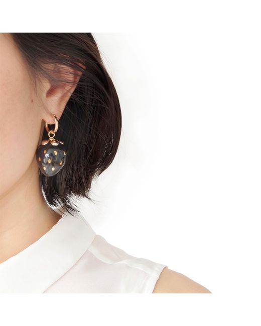 POPORCELAIN Golden Black Porcelain Strawberry Earrings