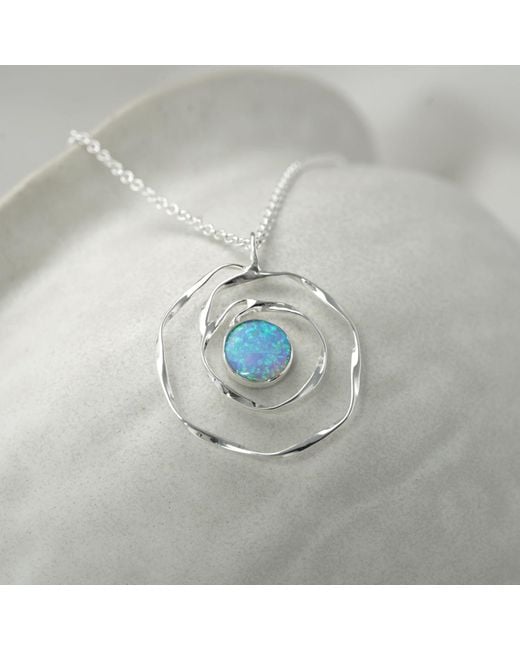 Isla Silver Blue Handmade Spiral Fire Opal Necklace