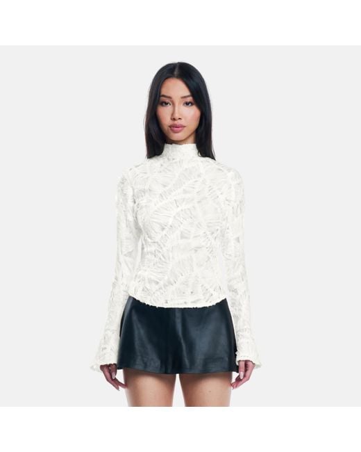 OW Collection White Cassie Long Sleeve Blouse