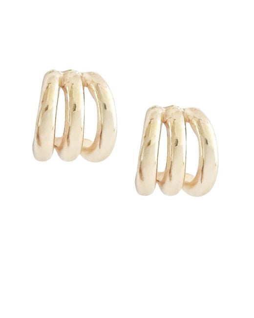 Maison De Gala Metallic Triple Band Huggie Hoop Earrings