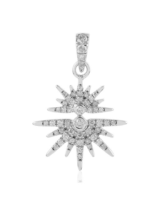 Artisan White Natural Diamond Sunburst Pendant Gold Jewelry