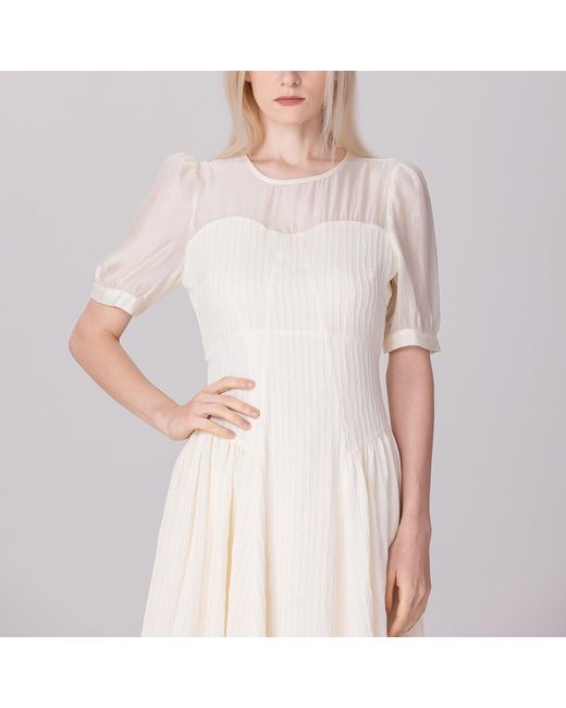 Smart and Joy Pink Bi-Material Fit-And-Flare Bustier Cut Dress