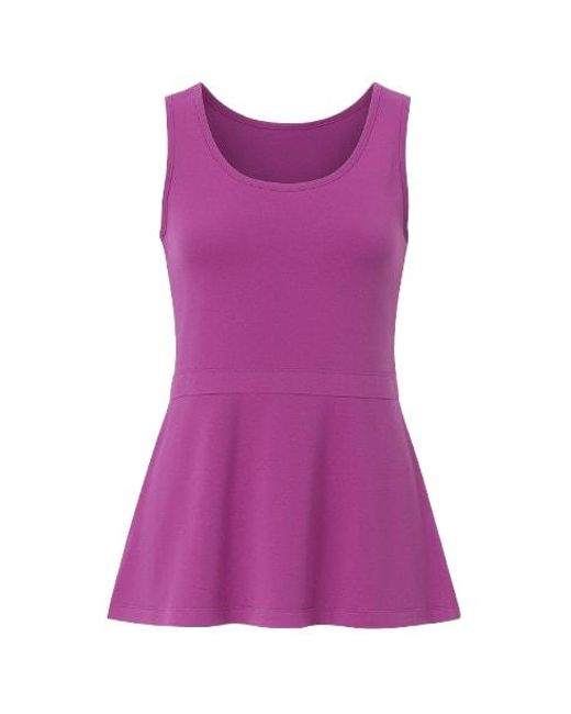 Conquista Purple A-Line Sleeveless Blouse With Contrast Waistband