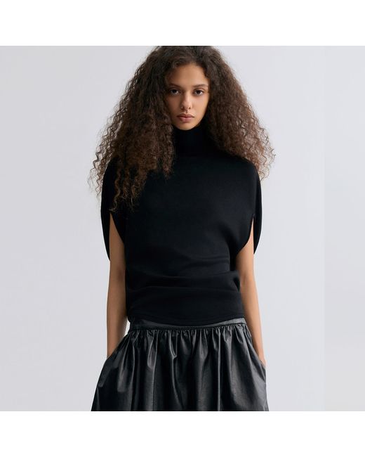 FRONT ROW SHOP Black Mousse Circular Tee