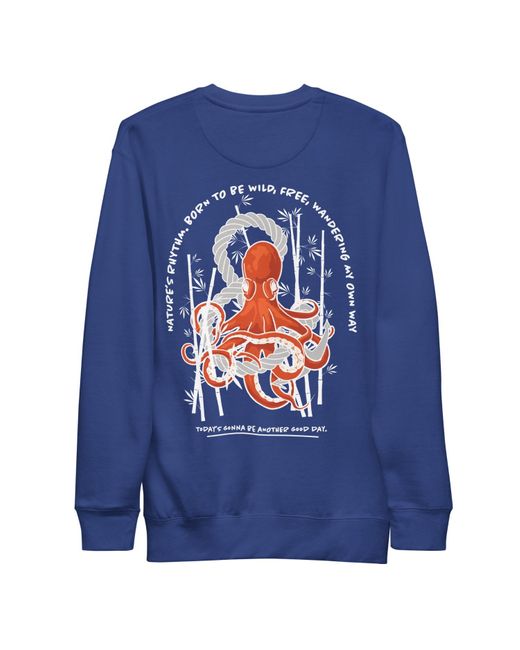 Anchor and Crew Blue Team Royal Octopus Another Good Day Cotton Blend Sweatshirt