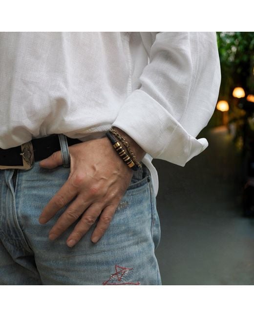 Ebru Jewelry Black Style Fashion Leather & Bracelet for men