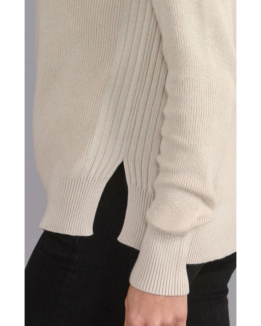 Paul James Knitwear Gray Neutrals Lightweight Cotton Camilla Fisherman Rib Jumper