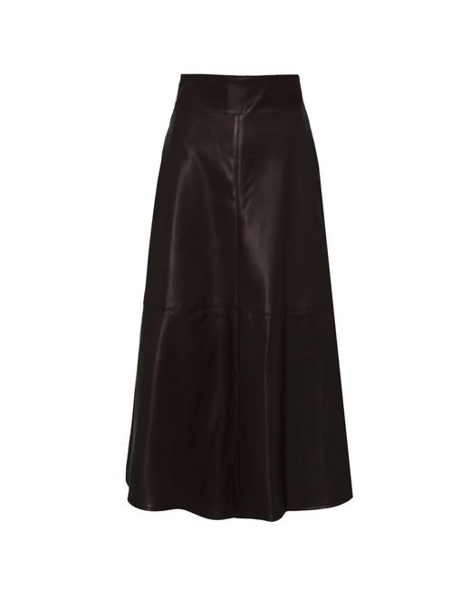 The Extreme Collection Black Midi Mocha Skirt With Faux Leather And Flattering High Waist