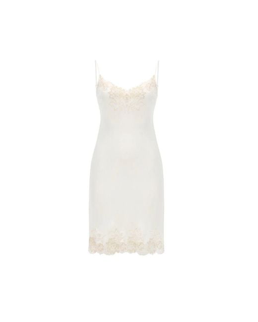 Bocan Couture White Jewel Short Rayon Nightgown With Lace