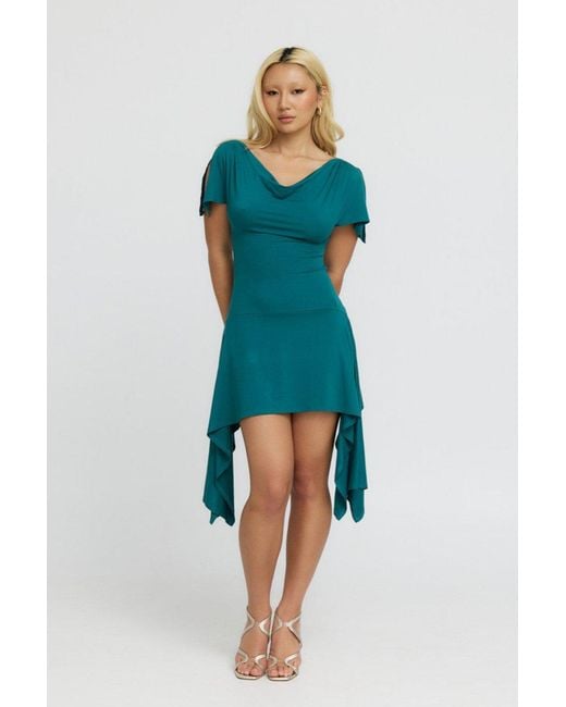 Why Mary Green Athena Asymmetrical Backless Mini Dress