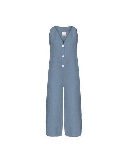 DOR Raw Luxury Blue By The Lake Maggiore Linen Jumpsuit