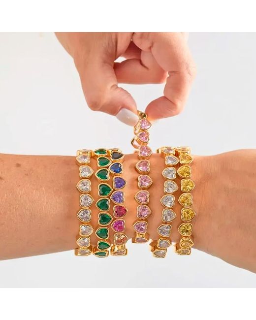 Olivia Le Metallic Cubic Zirconia Heart Stretch Tennis Bracelet
