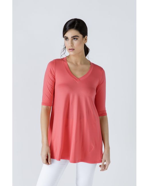 Conquista Pink V Neck Top With Crepe Detail