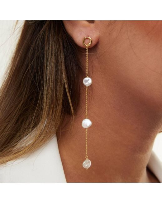 Jovonna London White Heritage Keshi Pearl Dropdown Earing