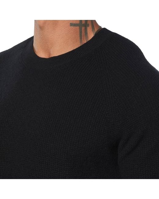 Weston Jon Boucher Black Valen Waffle Knit Cashmere And Wool Fitted Lightweight Sweater for men
