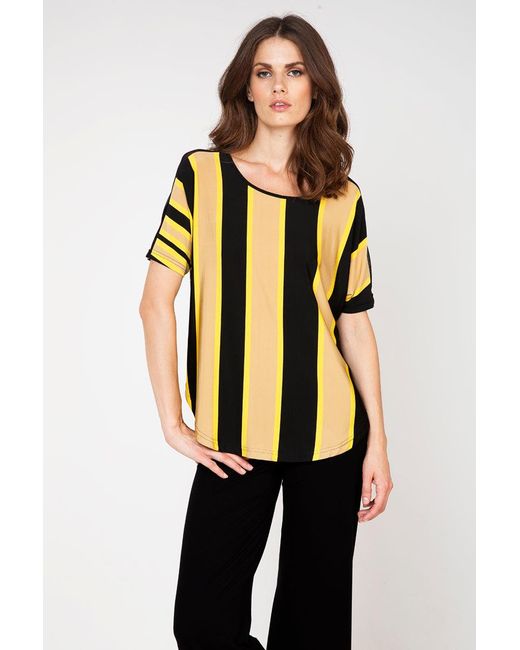 Conquista Metallic Sheer Detail Stripe Top