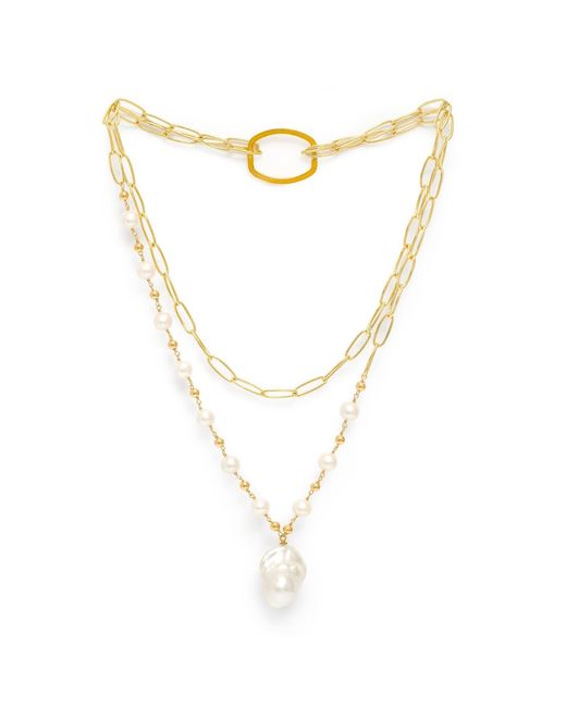 Pearls of the Orient Online Metallic Decus Large Baroque Cultured Freshwater Pearl Drop On Long Chain